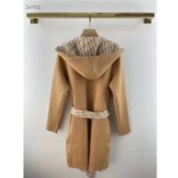 Dior CD Women Coat Belt Brown Double-Sided Wool Silk