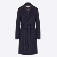 Dior CD Women Coat Navy Blue Double-Sided Wool Silk