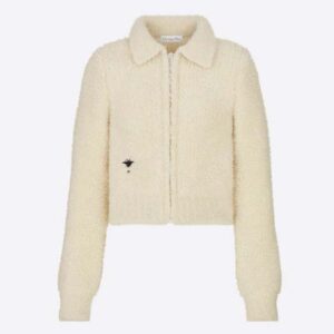 Dior Women Bee Fleece Blouson Ecru Technical Wool Cashmere Knit