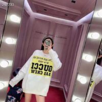 Gucci GG Women Gucci 100 Cotton Sweatshirt Off-Whtie Cotton Oversized Crewneck