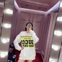 Gucci GG Women Gucci 100 Cotton Sweatshirt Off-Whtie Cotton Oversized Crewneck