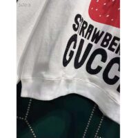 Gucci GG Women Strawberry Gucci Cotton Sweatshirt Fixed Hood Oversize Fit