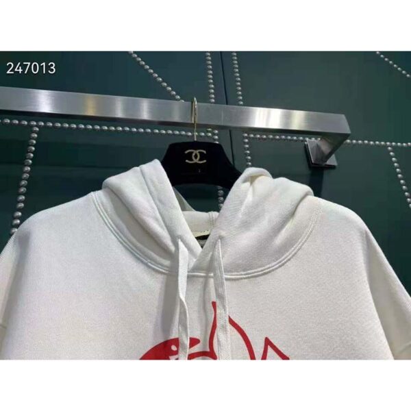 Gucci GG Women Strawberry Gucci Cotton Sweatshirt Fixed Hood Oversize Fit (5)