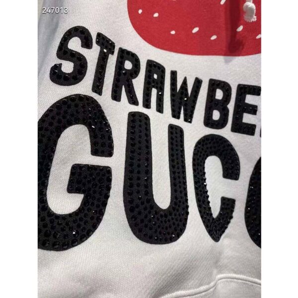 Gucci GG Women Strawberry Gucci Cotton Sweatshirt Fixed Hood Oversize Fit (7)