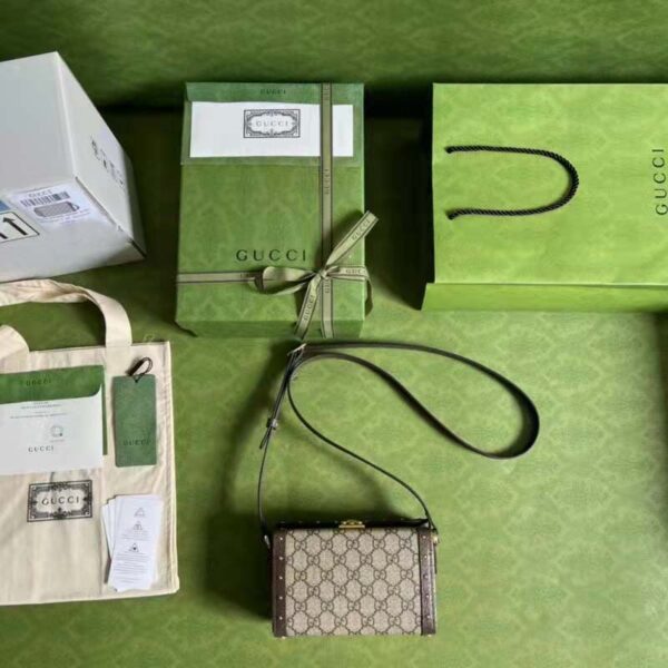 Gucci Unisex GG Mini Bag Beige Ebony GG Supreme Canvas (8)