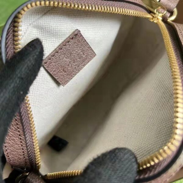 Gucci Unisex GG Round Shoulder Bag Double G Beige Supreme Canvas (12)