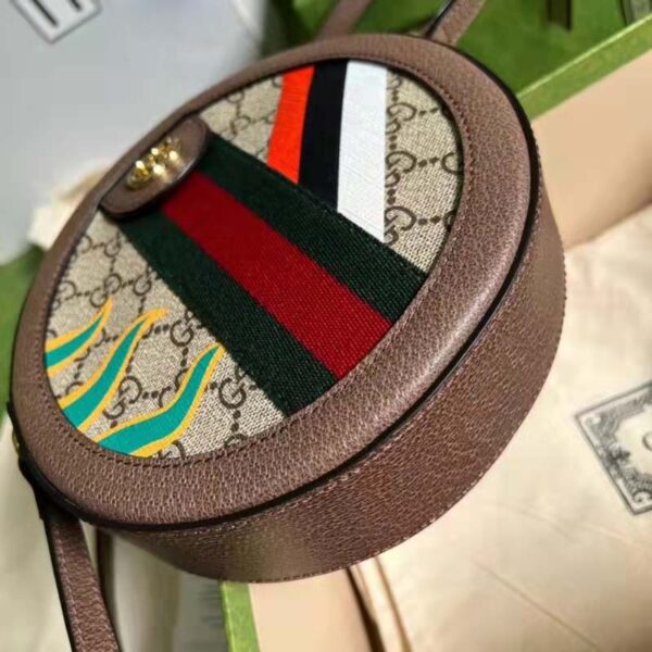 Gucci Unisex GG Round Shoulder Bag Double G Beige Supreme Canvas (6)
