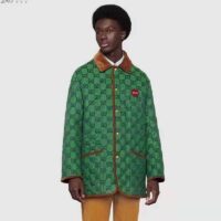 Gucci Women Gucci 100 Quilted GG Jacket Green Blue Quilted GG Canvas