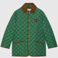 Gucci Women Gucci 100 Quilted GG Jacket Green Blue Quilted GG Canvas