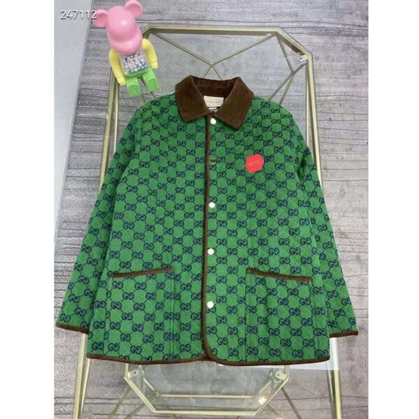 Gucci Unisex Gucci 100 Quilted GG Jacket Green Blue Quilted GG Canvas (3)