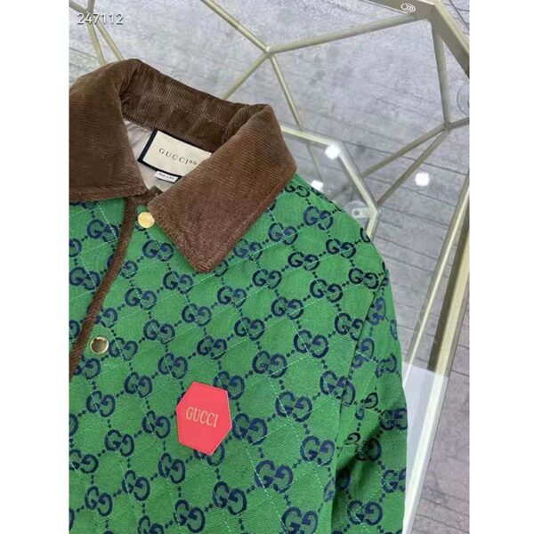 Gucci Unisex Gucci 100 Quilted GG Jacket Green Blue Quilted GG Canvas (5)