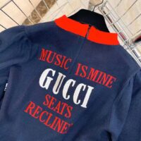 Gucci Women GG Gucci 100 Wool Sweater Blue Puff Sleeves