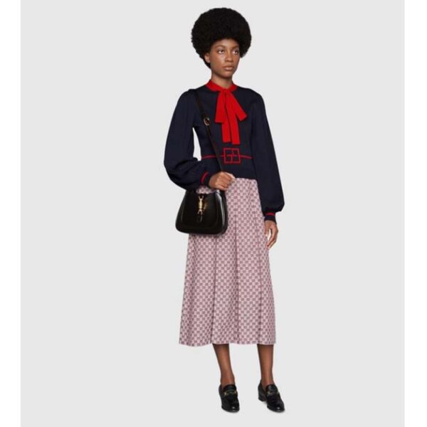 Gucci Women GG Gucci 100 Wool Sweater Blue Puff Sleeves (4)
