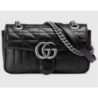 Gucci Women GG Marmont Mini Shoulder Bag Black Double G Matelassé