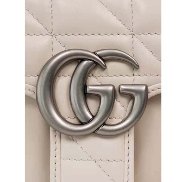 Gucci Women GG Marmont Mini Shoulder Bag White Double G Matelassé (4)
