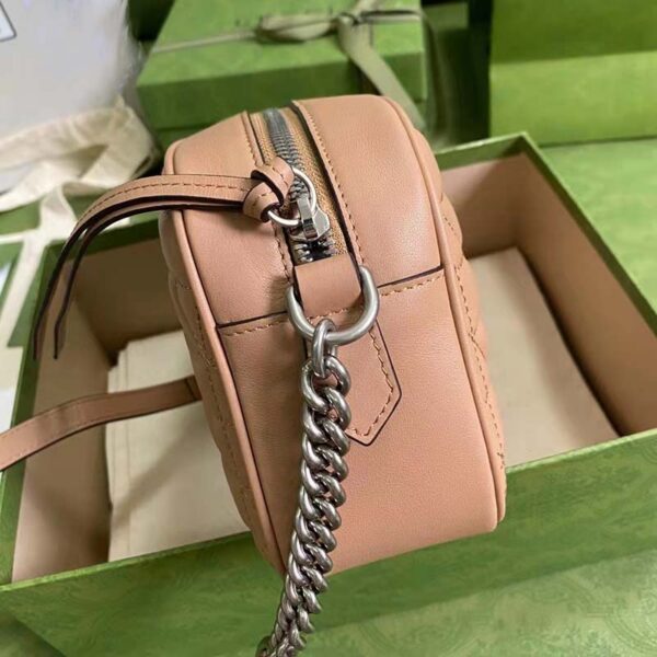 Gucci Women GG Marmont Small Shoulder Bag Brown Matelassé Leather (4)