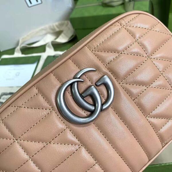 Gucci Women GG Marmont Small Shoulder Bag Brown Matelassé Leather (5)