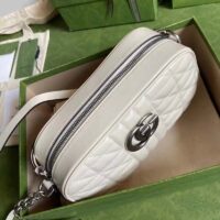 Gucci Women GG Marmont Small Shoulder Bag White Matelassé Leather