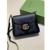 Gucci Women GG Small Messenger Bag with Double G Black Leather