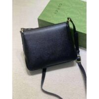 Gucci Women GG Small Messenger Bag with Double G Black Leather