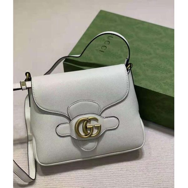 Gucci Women GG Small Messenger Bag with Double G White Leather (3)