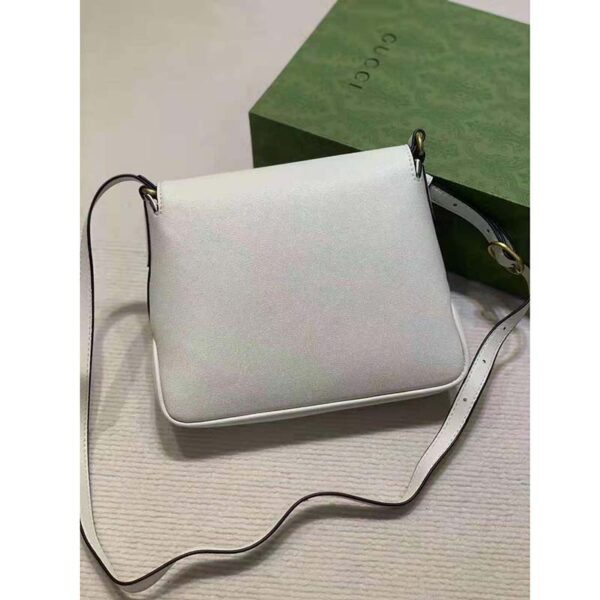 Gucci Women GG Small Messenger Bag with Double G White Leather (4)
