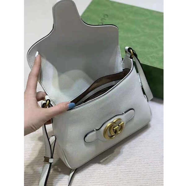 Gucci Women GG Small Messenger Bag with Double G White Leather (9)