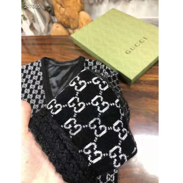 Gucci Women Wool GG Jacquard Cardigan Black V-Neck Sweater (6)