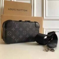 Louis Vuitton LV Unisex Horizon Clutch Monogram Eclipse Coated Canvas Textile Black Cowhide