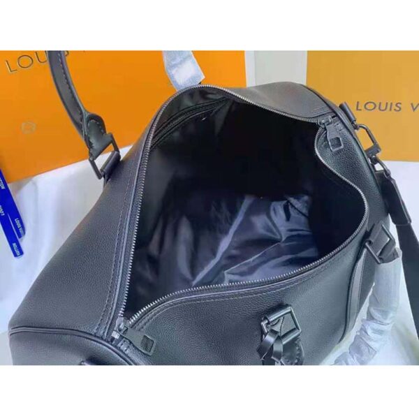Louis Vuitton LV Unisex Keepall Bandouliere 40 Black Cowhide Leather Black Hardware (10)