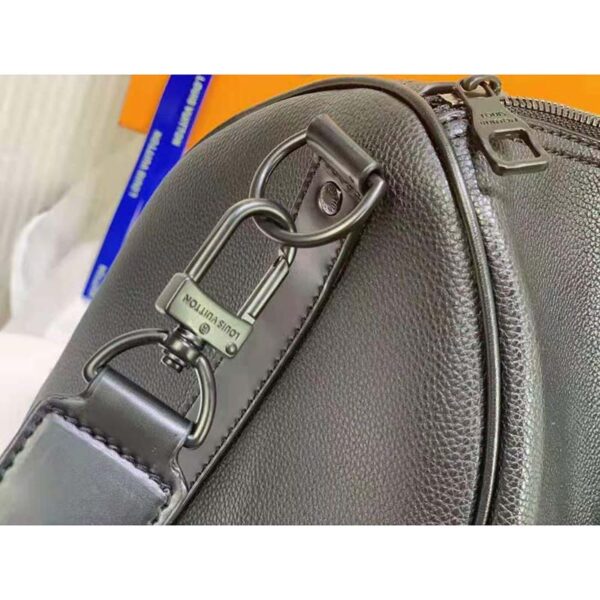 Louis Vuitton LV Unisex Keepall Bandouliere 40 Black Cowhide Leather Black Hardware (12)