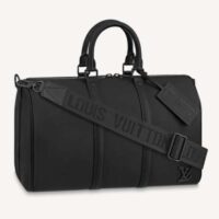 Louis Vuitton LV Unisex Keepall Bandouliere 40 Black Cowhide Leather Black Hardware