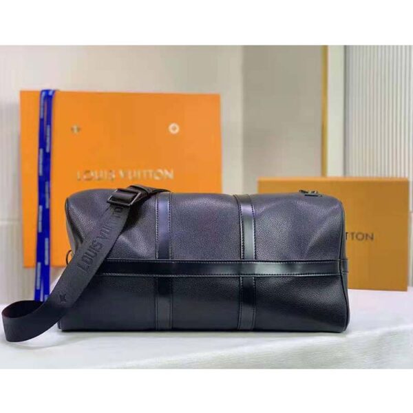 Louis Vuitton LV Unisex Keepall Bandouliere 40 Black Cowhide Leather Black Hardware (9)