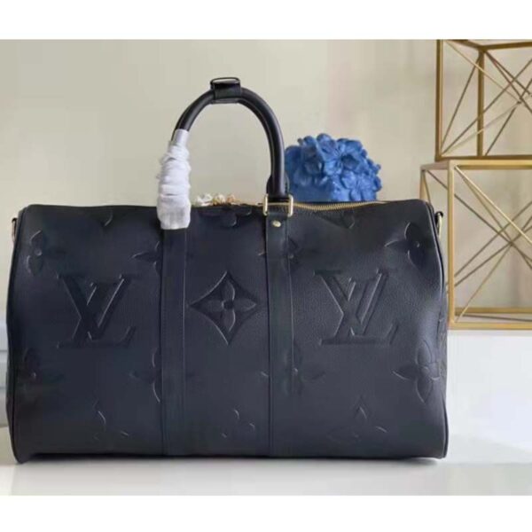 Louis Vuitton LV Unisex Keepall Bandoulière 45 Bag Black Cowhide Leather (1)