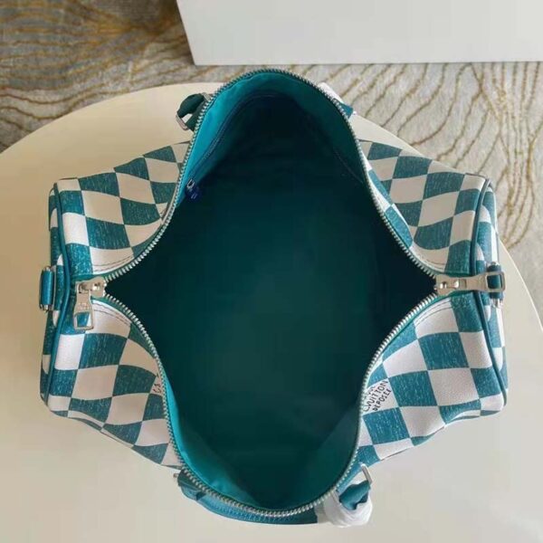 Louis Vuitton LV Unisex Keepall Bandoulière 45 Bag Teal Cowhide Leather (7)