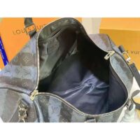 Louis Vuitton LV Unisex Keepall Bandoulière 55 Travel Bag Monogram Stripes Eclipse Coated Canvas