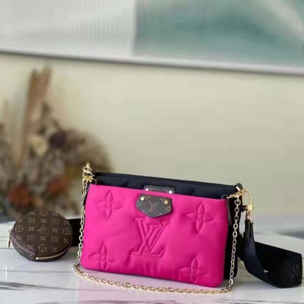 Louis Vuitton LV Unisex Maxi Multi Pochette Accessoires handbag Fuchsia Black (4)