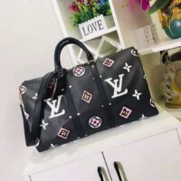 Louis Vuitton LV Women Keepall Bandoulière 45 Bag Black Cabin Size Monogram Coated Canvas