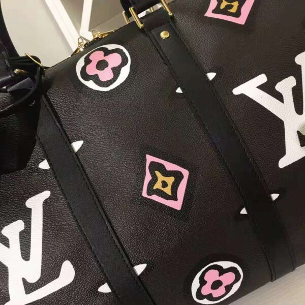 Louis Vuitton LV Women Keepall Bandoulière 45 Bag Black Cabin Size Monogram Coated Canvas (4)