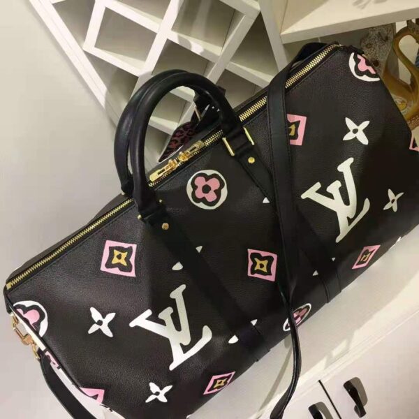 Louis Vuitton LV Women Keepall Bandoulière 45 Bag Black Cabin Size Monogram Coated Canvas (8)