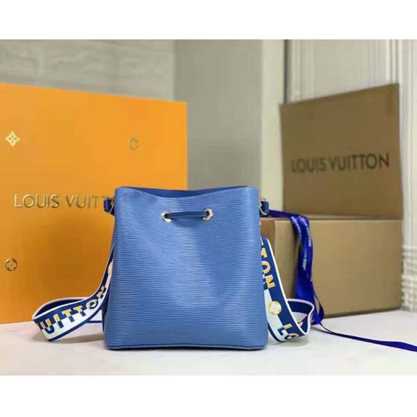 Louis Vuitton LV Women NéoNoé BB Bucket Bag Blue Epi Grained Cowhide (9)
