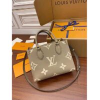 Louis Vuitton LV Women Onthego PM Tote Beige Embossed Grained Cowhide Leather