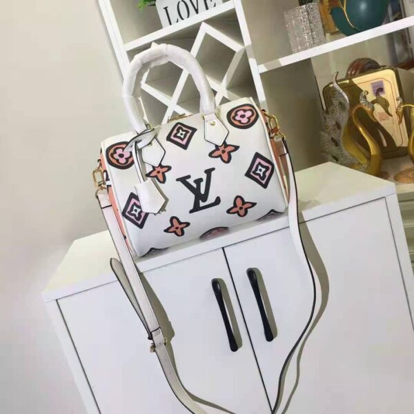 Louis Vuitton LV Women Speedy Bandoulière 25 Handbag Cream Monogram Coated Canvas (3)