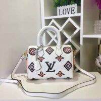 Louis Vuitton LV Women Speedy Bandoulière 25 Handbag Cream Monogram Coated Canvas