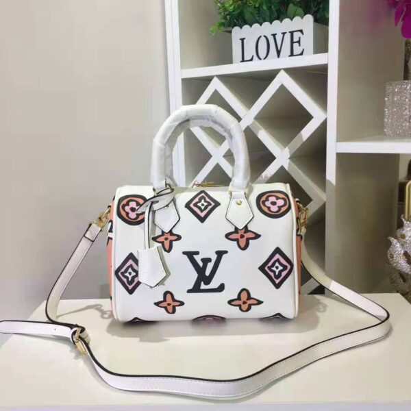 Louis Vuitton LV Women Speedy Bandoulière 25 Handbag Cream Monogram Coated Canvas (4)