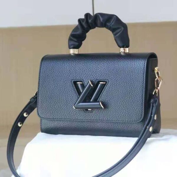 Louis Vuitton LV Women Twist MM Handbag Black Taurillon Leather Smooth Calfskin (1)