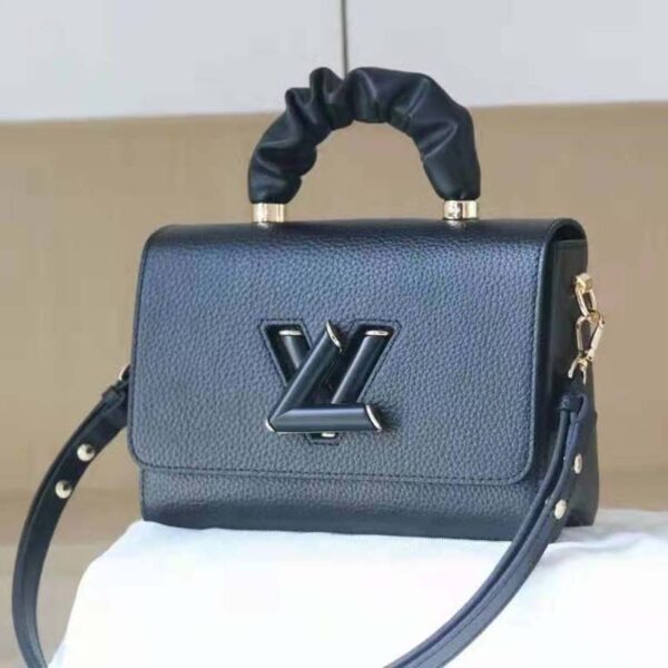 Louis Vuitton LV Women Twist MM Handbag Black Taurillon Leather Smooth Calfskin (6)