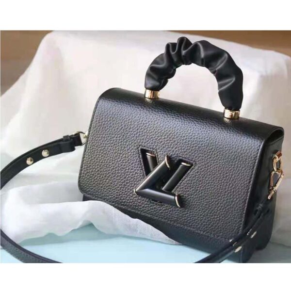 Louis Vuitton LV Women Twist MM Handbag Black Taurillon Leather Smooth Calfskin (8)