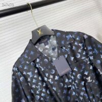 Louis Vuitton Women Mahina Monogram Short-Sleeved Silk Playsuit Navy Blue