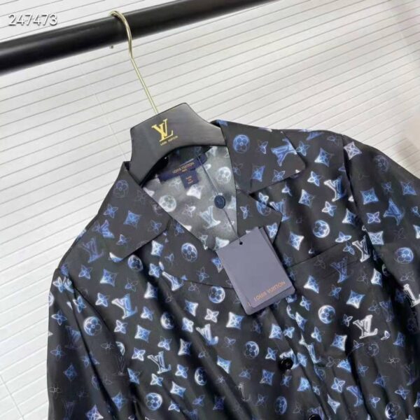 Louis Vuitton Women Mahina Monogram Short-Sleeved Silk Playsuit Navy Blue (6)